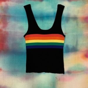 Forever 21 rainbow striped cropped sweater tank